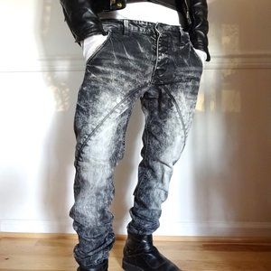 «GIANNI LUPO» Gray & White Marble Dye Jeans - Italian Size 44 = US 30